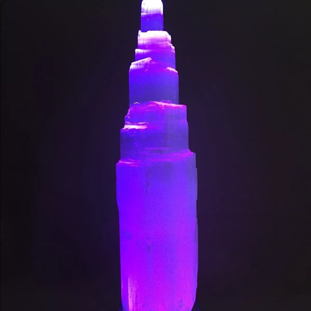 7” Selenite with LED colorful stand